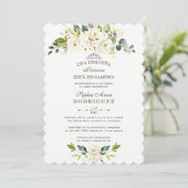 Invitation Fleurs blanches délicates Invitación de Baby showe (Debout devant)