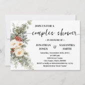 Invitation Fleurs Blanches d'Hiver Pluie de Couple (Devant)