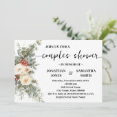 Invitation Fleurs Blanches d'Hiver Pluie de Couple (Debout devant)