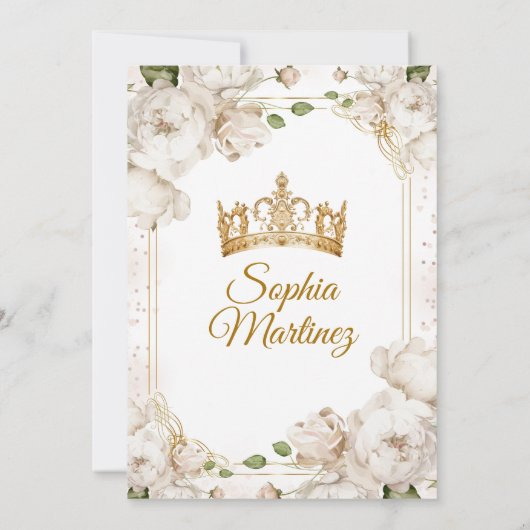 Invitation Fleurs blanches d'ivoire Charra Mis Quince d'or me (Dos)