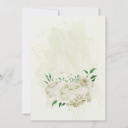 Invitation Fleurs blanches d'ivoire mariage (Dos)