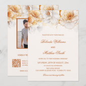 Invitation Fleurs blanches d'or (Devant / Derrière)