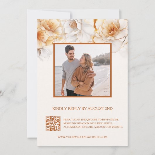 Invitation Fleurs blanches d'or (Dos)