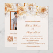 Invitation Fleurs blanches dorées (Devant / Derrière)