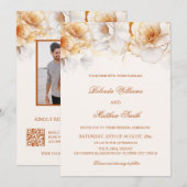 Invitation Fleurs Blanches Dorées (Devant / Derrière)