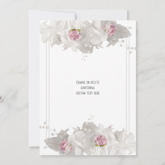 Invitation Fleurs blanches douche nuptiale minimale (Dos)