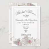 Invitation Fleurs blanches douche nuptiale minimale (Devant / Derrière)