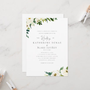 Invitation Fleurs blanches Élégant Formel Mariée Parents