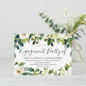 Invitation Fleurs blanches élégantes Belle fête d'engagement (Debout devant)