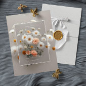 Invitation Fleurs blanches élégantes | Cadre 3D | Mariage uni