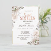 Invitation Fleurs blanches élégantes Douces 16 (Debout devant)