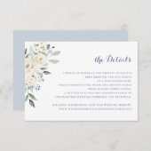 Invitation Fleurs blanches élégantes Dusty Blue Détails du Ma (Devant / Derrière)