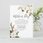 Invitation Fleurs blanches élégantes Fête des mères Brunch (Debout devant)