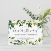 Invitation Fleurs Blanches Élégantes Mariage Beau Couple (Debout devant)