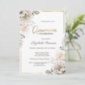 Invitation Fleurs Blanches Élégantes Quinceañera (Debout devant)