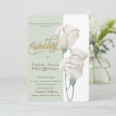 Invitation Fleurs Blanches Élégantes Roses Mariage (Debout devant)