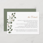 Invitation Fleurs blanches élégantes Verdure ivole Détails Ma (Devant / Derrière)