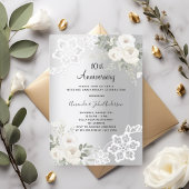 Invitation Fleurs blanches en argent 10e anniversaire mariage
