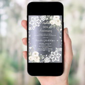 Invitation Fleurs blanches en argent 60e anniversaire de mari