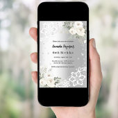Invitation Fleurs blanches en argent diamants anniversaire de