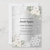 Invitation Fleurs blanches en argent diamants anniversaire de (Devant)