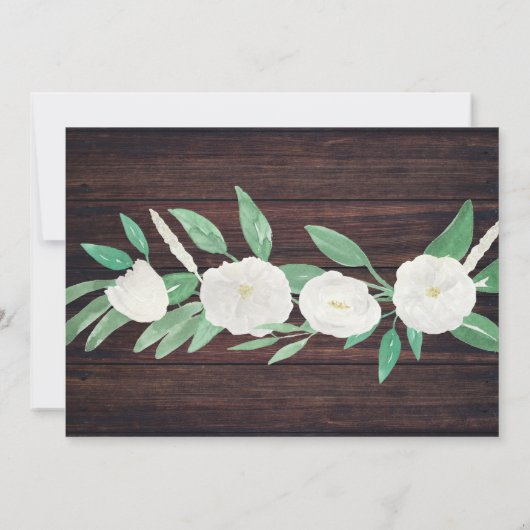 Invitation Fleurs blanches en bois retraité (Dos)