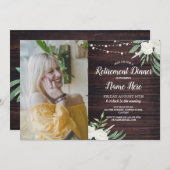 Invitation Fleurs blanches en bois retraité (Devant / Derrière)