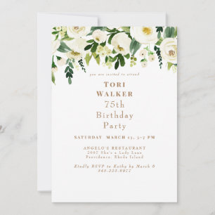 Invitation Fleurs Blanches en Cascade pour une Fête d'Anniver
