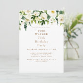 Invitation Fleurs Blanches en Cascade pour une Fête d'Anniver (Debout devant)