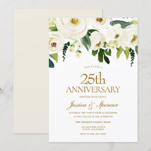 Invitation Fleurs Blanches en Fleurs 25e Anniversaire de Mari