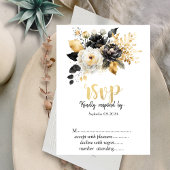 Invitation Fleurs blanches en or RSVP