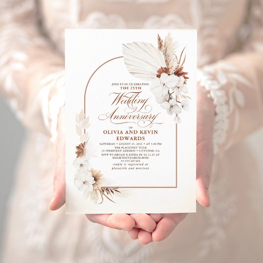 Invitation Fleurs blanches en terre cuite Anniversaire du Mar