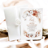 Invitation Fleurs blanches en terre cuite Baby shower chic Bo