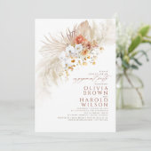 Invitation Fleurs blanches en terre cuite Boho Engagement Par (Debout devant)
