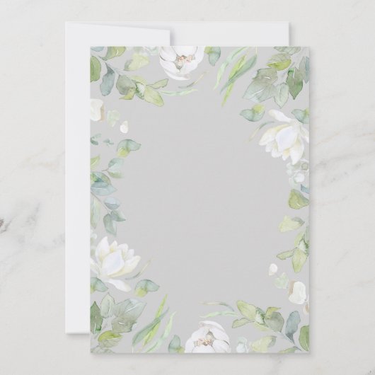 Invitation Fleurs blanches et aquarelle Verdure Graduation (Dos)