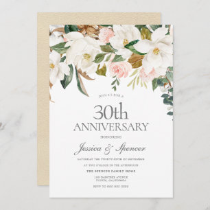 Invitation Fleurs blanches et blanches 30e anniversaire de Ma