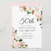 Invitation Fleurs blanches et blanches 50e anniversaire de Ma (Devant / Derrière)
