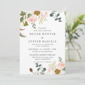 Invitation Fleurs blanches et blanches Bac Or Mariage moderne (Debout devant)