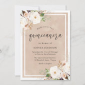 Invitation Fleurs blanches et bleues Aquarelle Quinceanera Pa (Devant)