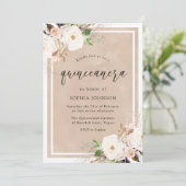Invitation Fleurs blanches et bleues Aquarelle Quinceanera Pa (Debout devant)