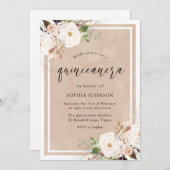 Invitation Fleurs blanches et bleues Aquarelle Quinceanera Pa (Devant / Derrière)