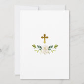 Invitation Fleurs blanches et cadre d'or Fille Christening (Dos)