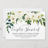 Invitation Fleurs blanches et crème Élégant Shower de couples (Devant)