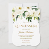 Invitation Fleurs blanches et crème Quinceanera Party (Devant)