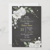 Invitation fleurs blanches et douche feuille verte (Devant)