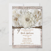 Invitation Fleurs blanches et Fête des mariées de verre rusti (Devant)