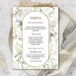 Invitation Fleurs blanches et Feuilles d'or