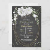 Invitation fleurs blanches et feuilles verts ovales (Devant)