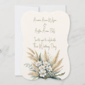 Invitation Fleurs blanches et laiton de Pampas (Devant)