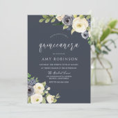 Invitation Fleurs blanches et marines Belle Quinceanera Party (Debout devant)
